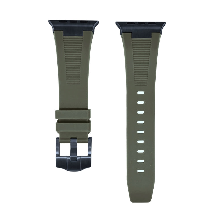 For Apple Watch 42mm Loners Liquid Silicone Watch Band(Black Green) - Watch Bands by PMC Jewellery | Online Shopping South Africa | PMC Jewellery