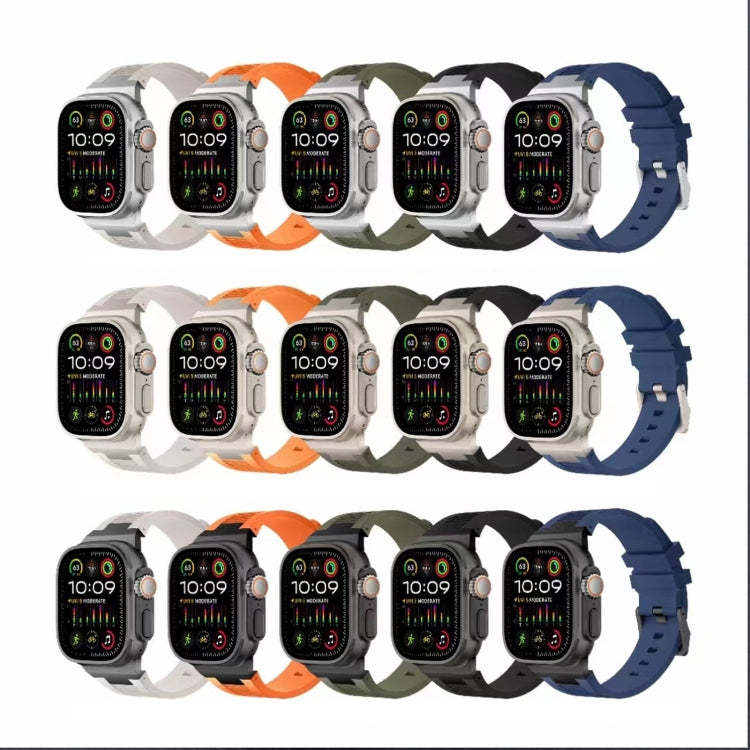 For Apple Watch Series 8 45mm Loners Liquid Silicone Watch Band(Black Green) - Watch Bands by PMC Jewellery | Online Shopping South Africa | PMC Jewellery