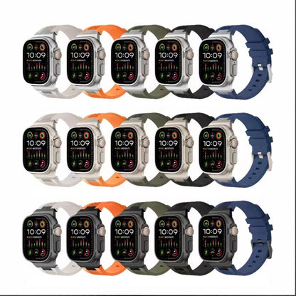 For Apple Watch Series 6 44mm Loners Liquid Silicone Watch Band(Black Black) - Watch Bands by PMC Jewellery | Online Shopping South Africa | PMC Jewellery