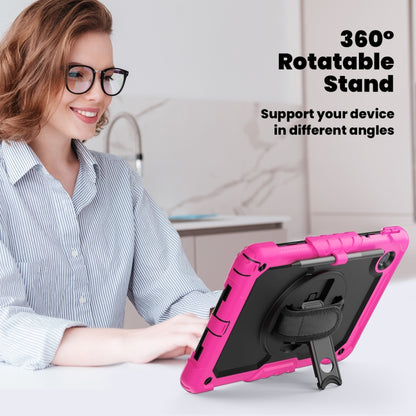 For Lenovo Tab M11 /Xiaoxin Pad 2024 Silicone Hybrid PC Tablet Case with Shoulder Strap(Rose Red Black) - Lenovo by PMC Jewellery | Online Shopping South Africa | PMC Jewellery | Buy Now Pay Later Mobicred