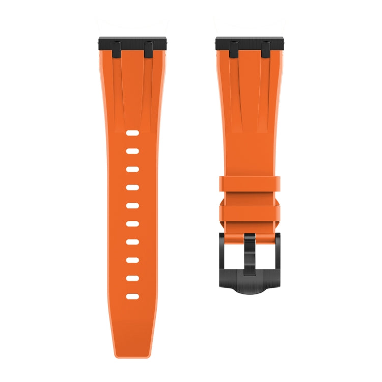 22mm Flat Head Silicone Watch Band(Black Orange) - 22mm Bands by PMC Jewellery | Online Shopping South Africa | PMC Jewellery