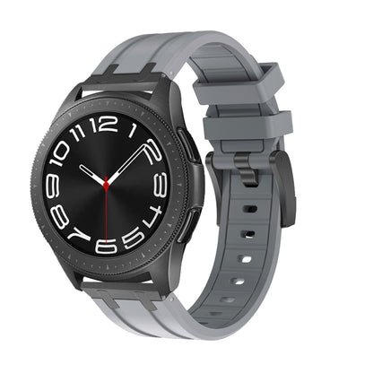 22mm Flat Head Silicone Watch Band(Black Grey) - 22mm Bands by PMC Jewellery | Online Shopping South Africa | PMC Jewellery