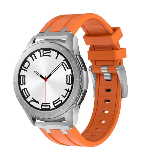 22mm Flat Head Silicone Watch Band(Silver Orange) - 22mm Bands by PMC Jewellery | Online Shopping South Africa | PMC Jewellery