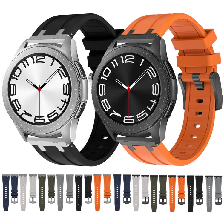 22mm Flat Head Silicone Watch Band(Black Orange) - 22mm Bands by PMC Jewellery | Online Shopping South Africa | PMC Jewellery