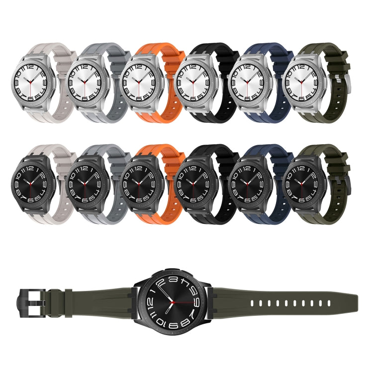 20mm Flat Head Silicone Watch Band(Silver Blue) - 20mm Bands by PMC TechLife | Online Shopping South Africa | PMC TechLife