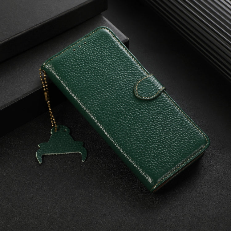 For OnePlus Nord CE4 5G / K12 5G Genuine Leather Litchi Texture RFID Leather Phone Case(Green) - OnePlus Cases by PMC TechLife | Online Shopping South Africa | PMC TechLife | Buy Now Pay Later Mobicred
