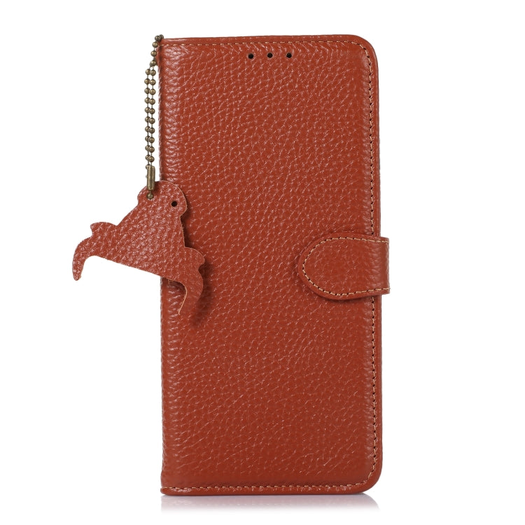 For OnePlus Nord CE4 5G / K12 5G Genuine Leather Litchi Texture RFID Leather Phone Case(Coffee) - OnePlus Cases by PMC TechLife | Online Shopping South Africa | PMC TechLife | Buy Now Pay Later Mobicred