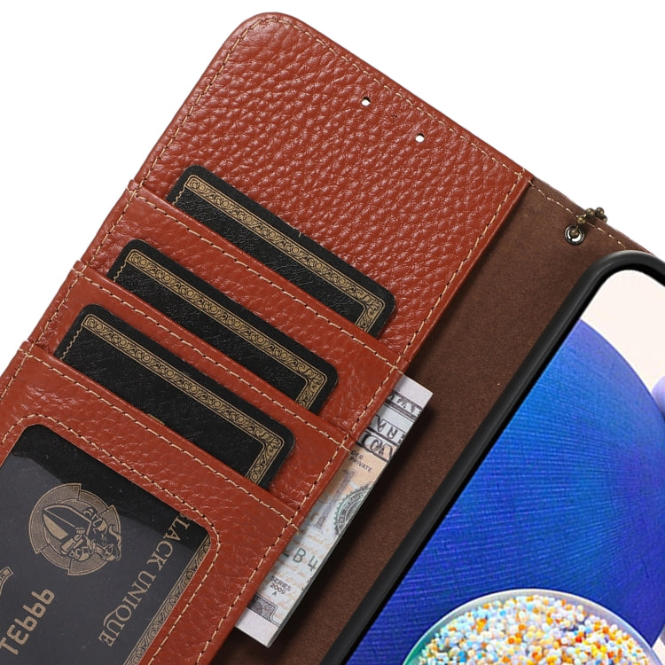 For OnePlus Nord CE4 5G / K12 5G Genuine Leather Litchi Texture RFID Leather Phone Case(Coffee) - OnePlus Cases by PMC TechLife | Online Shopping South Africa | PMC TechLife | Buy Now Pay Later Mobicred