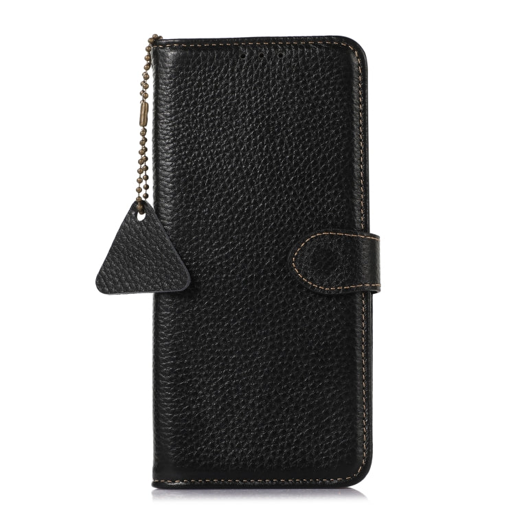 For OnePlus Nord CE4 5G / K12 5G Genuine Leather Litchi Texture RFID Leather Phone Case(Black) - OnePlus Cases by PMC TechLife | Online Shopping South Africa | PMC TechLife | Buy Now Pay Later Mobicred
