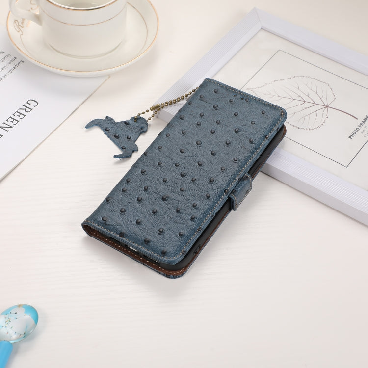 For Google Pixel 9 Ostrich Pattern Genuine Leather RFID Phone Case(Blue) - Google Cases by PMC Jewellery | Online Shopping South Africa | PMC Jewellery | Buy Now Pay Later Mobicred