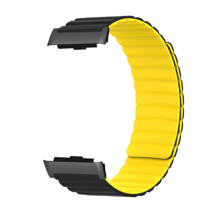 For Huawei Watch D Magnetic Silicone Watch Band(Black Yellow) - Watch Bands by PMC Jewellery | Online Shopping South Africa | PMC Jewellery