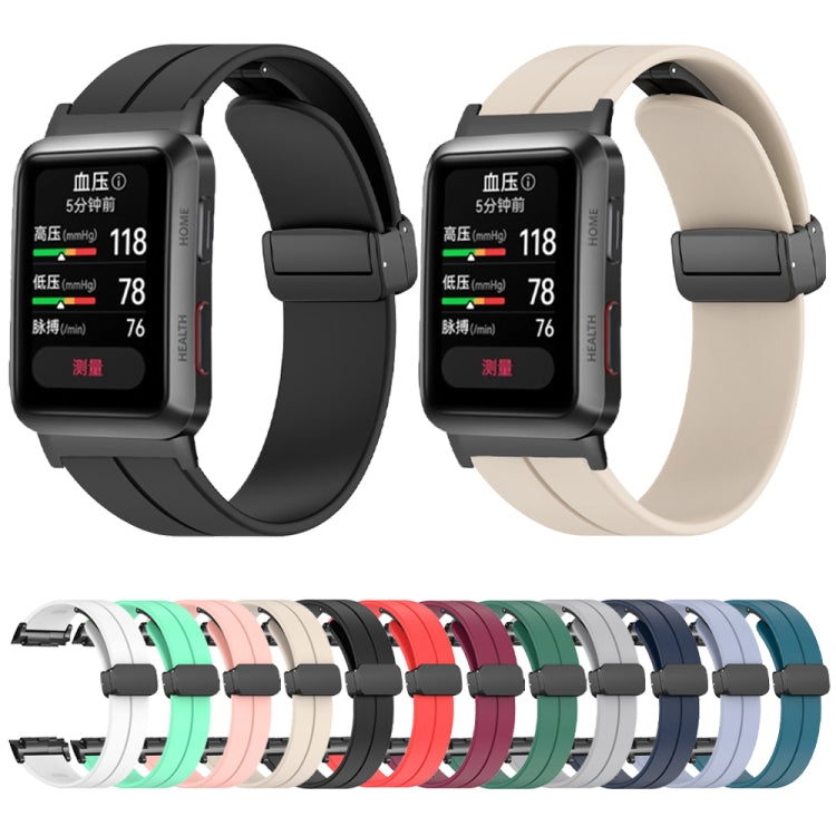 For Huawei Watch D Solid Color Folding Magnetic Buckle Silicone Watch Band(Light Grey) - Watch Bands by PMC TechLife | Online Shopping South Africa | PMC TechLife