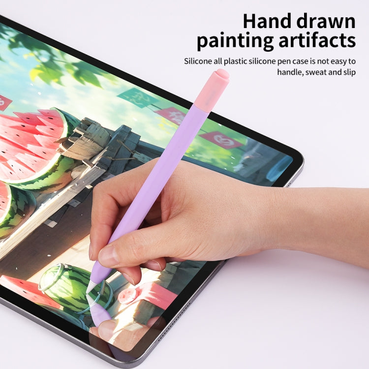 For Apple Pencil (USB-C) Double Cap Contrasting Color Silicone Protective Case(Lavender Grey) - Pencil Accessories by PMC Jewellery | Online Shopping South Africa | PMC Jewellery | Buy Now Pay Later Mobicred