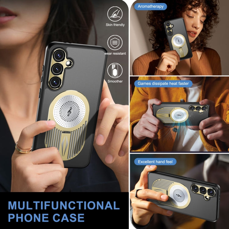 For Samsung Galaxy S24 FE 5G Heat Dissipation Aromatherapy MagSafe Holder Phone Case(Gold) - free shipping - PMC Jewellery - Order now!