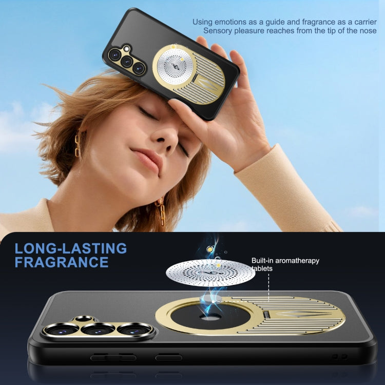 For Samsung Galaxy S24 FE 5G Heat Dissipation Aromatherapy MagSafe Holder Phone Case(Gold) - free shipping - PMC Jewellery - Order now!