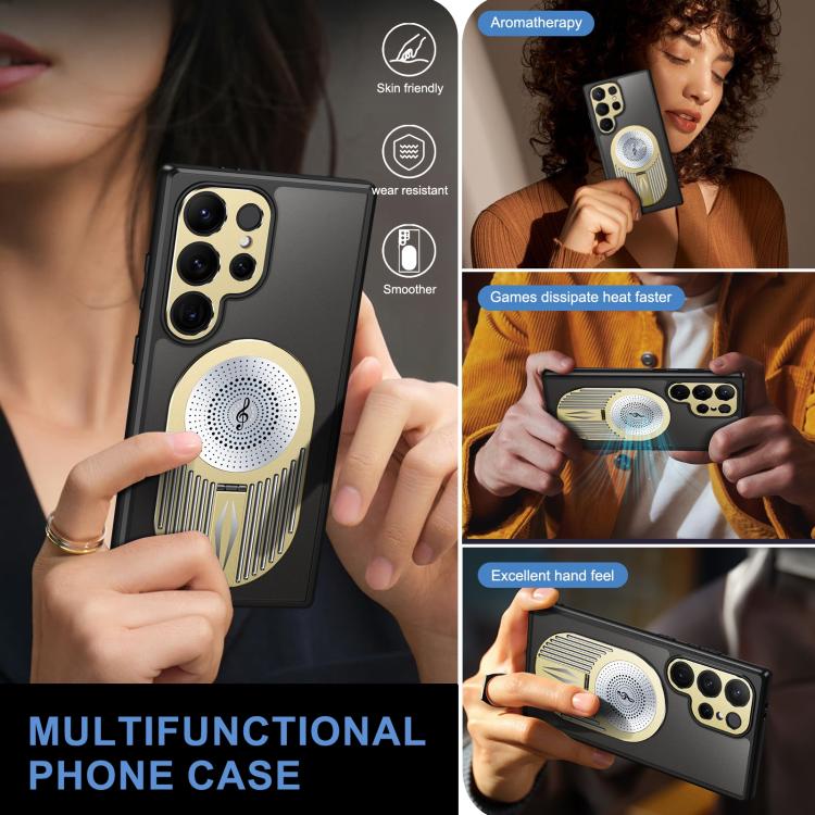 For Samsung Galaxy S25 Ultra 5G Heat Dissipation Aromatherapy MagSafe Holder Phone Case(Gold) - Galaxy S25 Ultra 5G Cases by PMC TechLife | Online Shopping South Africa | PMC TechLife | Buy Now Pay Later Mobicred