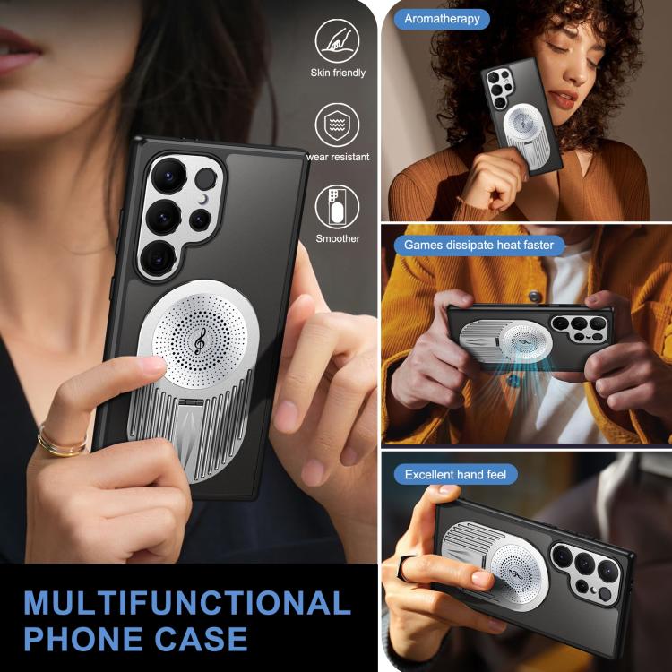 For Samsung Galaxy S25 Ultra 5G Heat Dissipation Aromatherapy MagSafe Holder Phone Case(Silver) - free shipping - PMC TechLife - Order now!