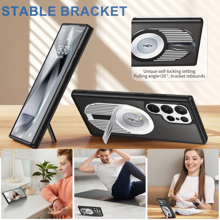 For Samsung Galaxy S25 Ultra 5G Heat Dissipation Aromatherapy MagSafe Holder Phone Case(Silver) - free shipping - PMC TechLife - Order now!