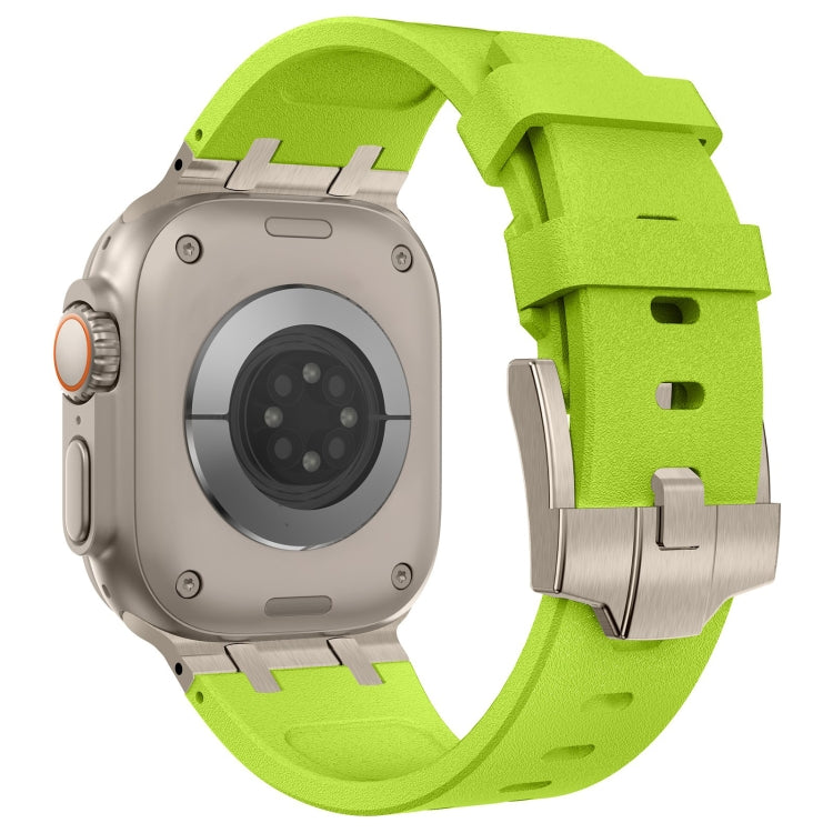 For Apple Watch SE 2023 44mm Stone Grain Liquid Silicone Watch Band(Titanium Green) - Watch Bands by PMC TechLife | Online Shopping South Africa | PMC TechLife
