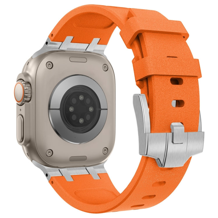 For Apple Watch SE 2023 44mm Stone Grain Liquid Silicone Watch Band(Sliver Orange) - Watch Bands by PMC TechLife | Online Shopping South Africa | PMC TechLife