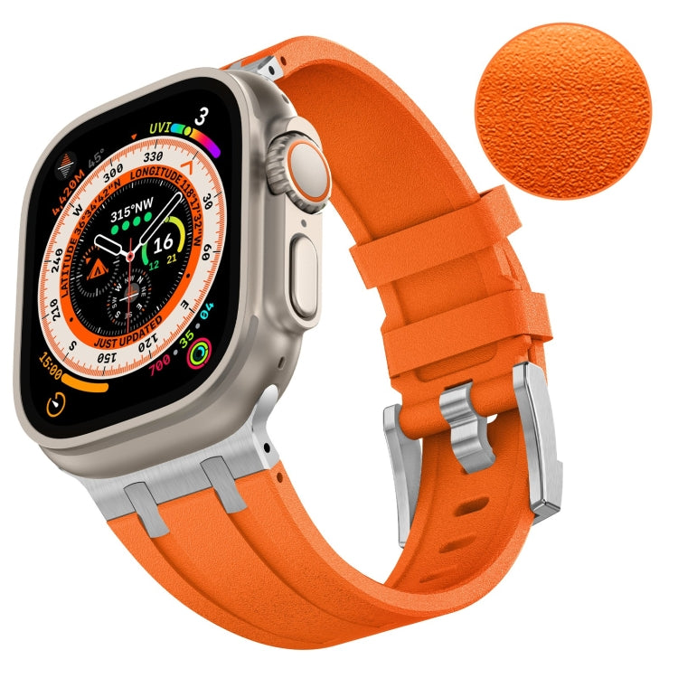 For Apple Watch SE 2023 44mm Stone Grain Liquid Silicone Watch Band(Sliver Orange) - Watch Bands by PMC Jewellery | Online Shopping South Africa | PMC Jewellery