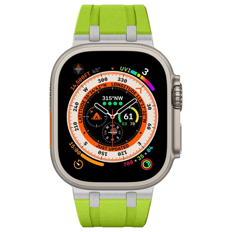 For Apple Watch SE 2023 44mm Stone Grain Liquid Silicone Watch Band(Silver Green) - Watch Bands by PMC TechLife | Online Shopping South Africa | PMC TechLife