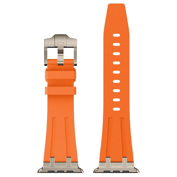 For Apple Watch Ultra 2 49mm Stone Grain Liquid Silicone Watch Band(Titanium Orange) - Watch Bands by PMC TechLife | Online Shopping South Africa | PMC TechLife