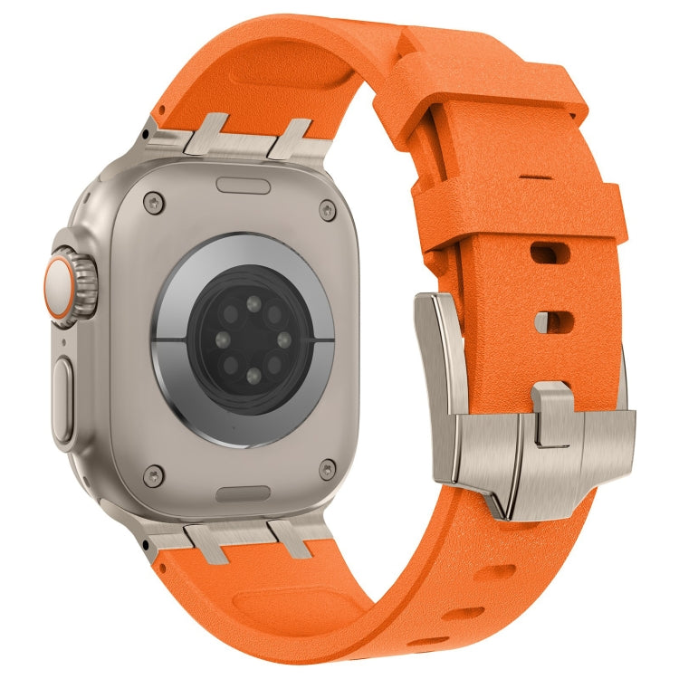 For Apple Watch Ultra 2 49mm Stone Grain Liquid Silicone Watch Band(Titanium Orange) - Watch Bands by PMC TechLife | Online Shopping South Africa | PMC TechLife