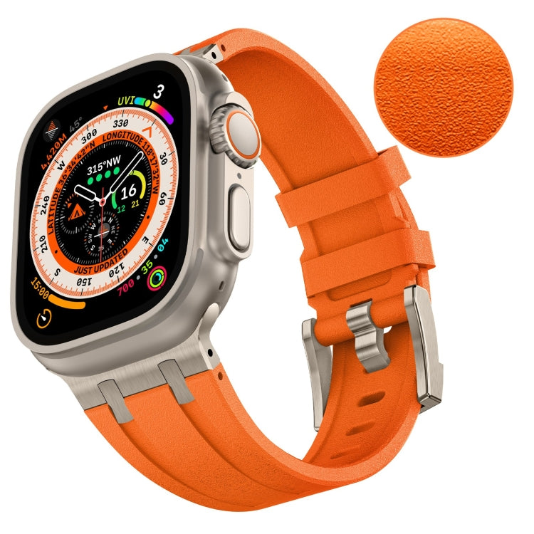 For Apple Watch Ultra 2 49mm Stone Grain Liquid Silicone Watch Band(Titanium Orange) - Watch Bands by PMC TechLife | Online Shopping South Africa | PMC TechLife