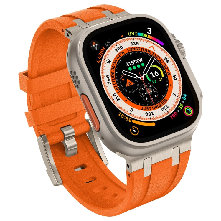 For Apple Watch Ultra 2 49mm Stone Grain Liquid Silicone Watch Band(Titanium Orange) - Watch Bands by PMC TechLife | Online Shopping South Africa | PMC TechLife