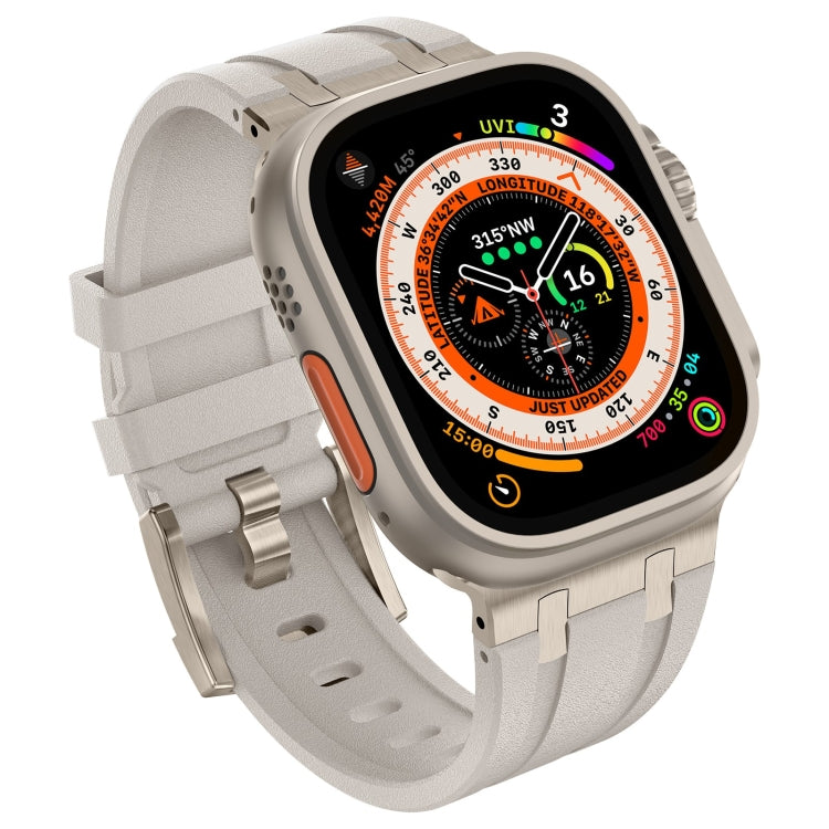 For Apple Watch Ultra 2 49mm Stone Grain Liquid Silicone Watch Band(Titanium Starlight) - Watch Bands by PMC Jewellery | Online Shopping South Africa | PMC Jewellery