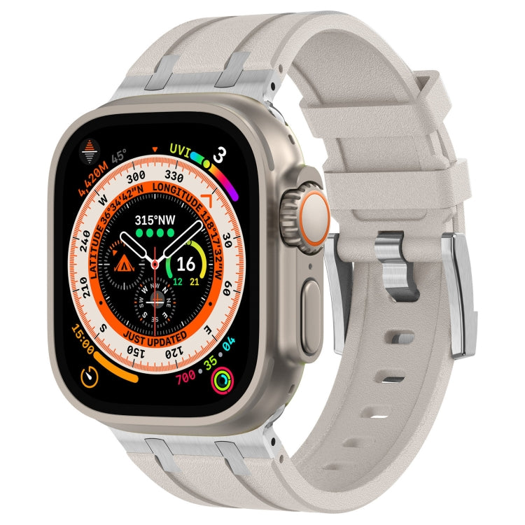 For Apple Watch Ultra 2 49mm Stone Grain Liquid Silicone Watch Band(Silver Starlight) - Watch Bands by PMC Jewellery | Online Shopping South Africa | PMC Jewellery