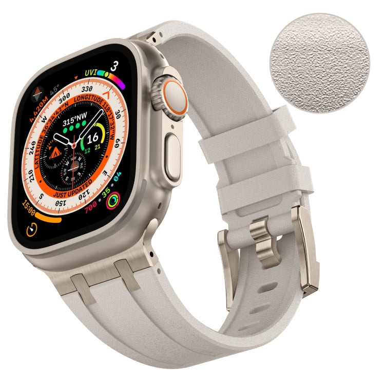 For Apple Watch Series 9 45mm Stone Grain Liquid Silicone Watch Band(Titanium Starlight) - Watch Bands by PMC TechLife | Online Shopping South Africa | PMC TechLife