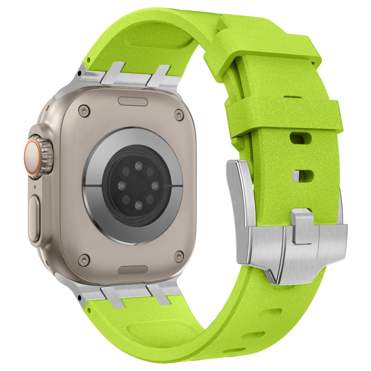 For Apple Watch Ultra 49mm Stone Grain Liquid Silicone Watch Band(Silver Green) - Watch Bands by PMC TechLife | Online Shopping South Africa | PMC TechLife