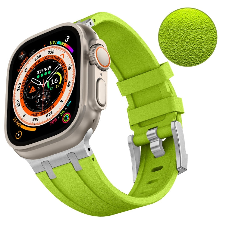 For Apple Watch Series 8 45mm Stone Grain Liquid Silicone Watch Band(Silver Green) - Watch Bands by PMC TechLife | Online Shopping South Africa | PMC TechLife