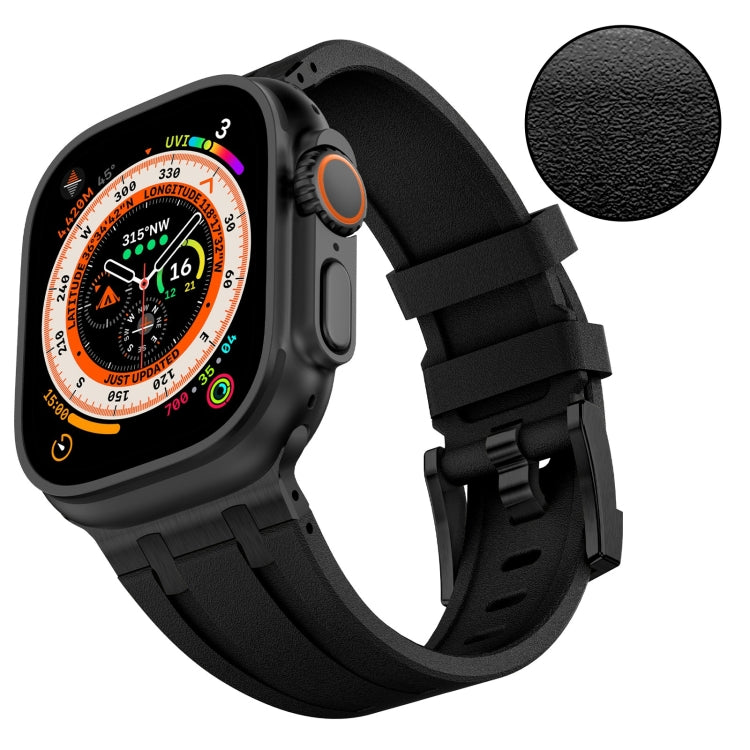 For Apple Watch SE 2022 44mm Stone Grain Liquid Silicone Watch Band(Black Black) - free shipping - PMC TechLife - Order now!