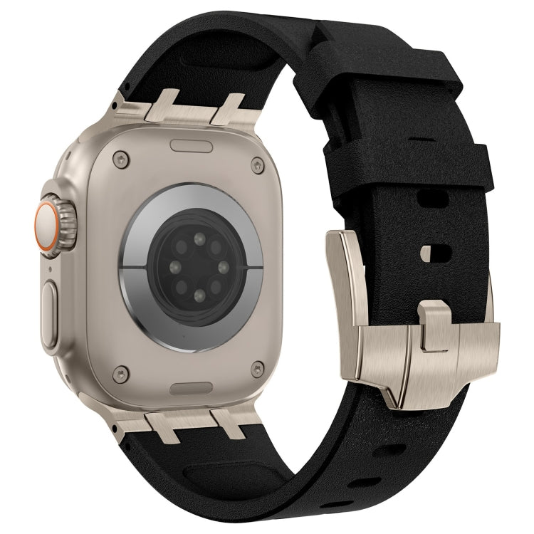 For Apple Watch SE 2022 44mm Stone Grain Liquid Silicone Watch Band(Titanium Black) - Watch Bands by PMC TechLife | Online Shopping South Africa | PMC TechLife