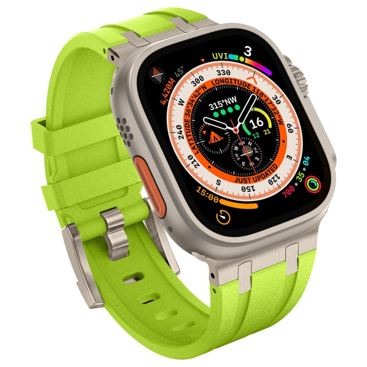 For Apple Watch SE 2022 44mm Stone Grain Liquid Silicone Watch Band(Titanium Green) - Watch Bands by PMC TechLife | Online Shopping South Africa | PMC TechLife
