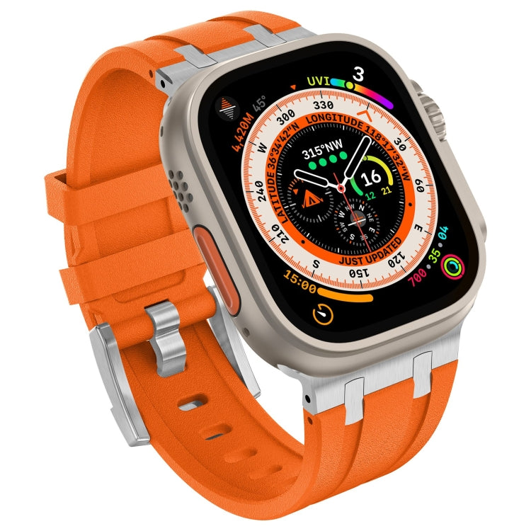 For Apple Watch SE 2022 44mm Stone Grain Liquid Silicone Watch Band(Sliver Orange) - Watch Bands by PMC TechLife | Online Shopping South Africa | PMC TechLife
