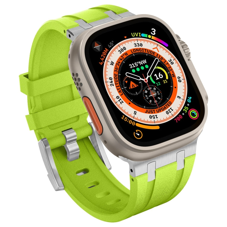 For Apple Watch Series 7 45mm Stone Grain Liquid Silicone Watch Band(Silver Green) - Watch Bands by PMC Jewellery | Online Shopping South Africa | PMC Jewellery