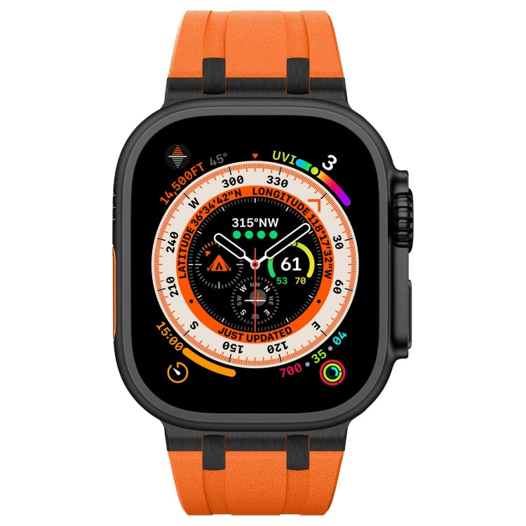 For Apple Watch Series 6 44mm Stone Grain Liquid Silicone Watch Band(Black Orange) - Watch Bands by PMC TechLife | Online Shopping South Africa | PMC TechLife