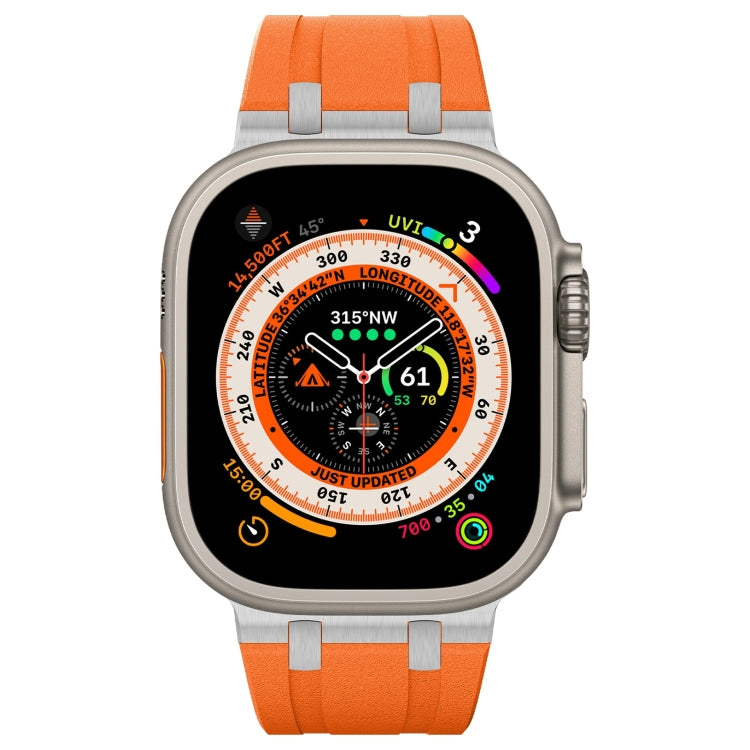 For Apple Watch Series 6 44mm Stone Grain Liquid Silicone Watch Band(Sliver Orange) - Watch Bands by PMC TechLife | Online Shopping South Africa | PMC TechLife