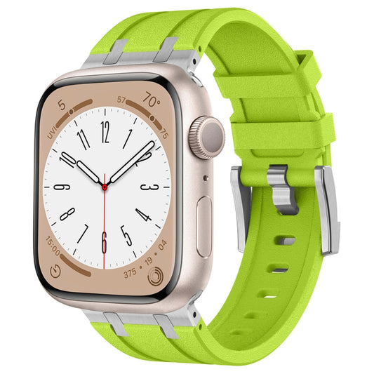 For Apple Watch Series 6 44mm Stone Grain Liquid Silicone Watch Band(Silver Green) - Watch Bands by PMC Jewellery | Online Shopping South Africa | PMC Jewellery