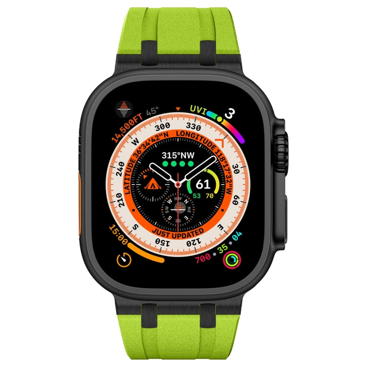 For Apple Watch Series 4 44mm Stone Grain Liquid Silicone Watch Band(Black Green) - Watch Bands by PMC TechLife | Online Shopping South Africa | PMC TechLife