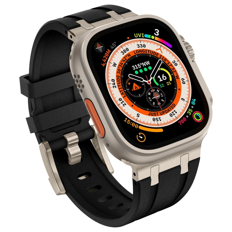 For Apple Watch Series 3 42mm Stone Grain Liquid Silicone Watch Band(Titanium Black) - Watch Bands by PMC TechLife | Online Shopping South Africa | PMC TechLife
