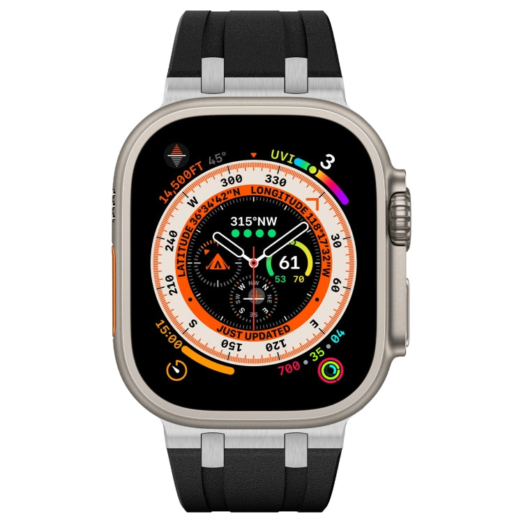 For Apple Watch Series 3 42mm Stone Grain Liquid Silicone Watch Band(Silver Black) - Watch Bands by PMC TechLife | Online Shopping South Africa | PMC TechLife