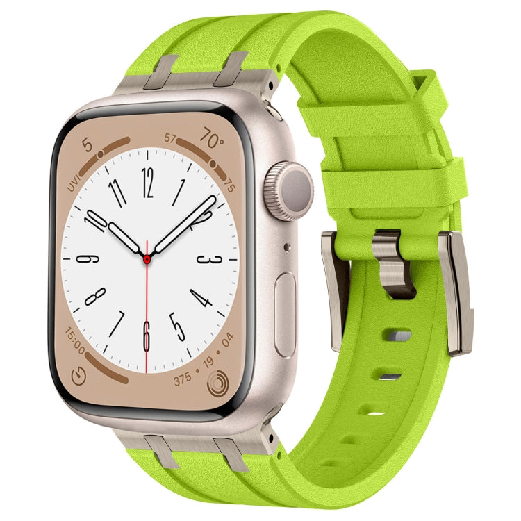 For Apple Watch Series 2 42mm Stone Grain Liquid Silicone Watch Band(Titanium Green) - Watch Bands by PMC TechLife | Online Shopping South Africa | PMC TechLife