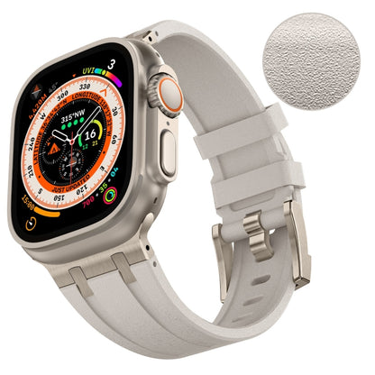 For Apple Watch Series 2 42mm Stone Grain Liquid Silicone Watch Band(Titanium Starlight) - Watch Bands by PMC Jewellery | Online Shopping South Africa | PMC Jewellery