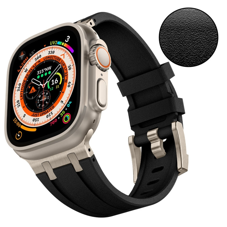 For Apple Watch 42mm Stone Grain Liquid Silicone Watch Band(Titanium Black) - Watch Bands by PMC Jewellery | Online Shopping South Africa | PMC Jewellery