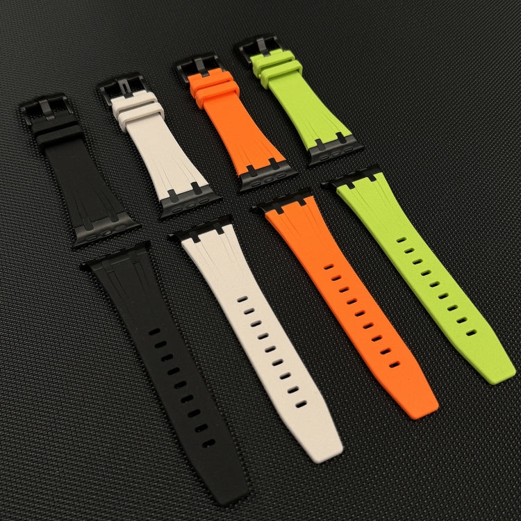 For Apple Watch Ultra 2 49mm Stone Grain Liquid Silicone Watch Band(Black Orange) - Watch Bands by PMC TechLife | Online Shopping South Africa | PMC TechLife